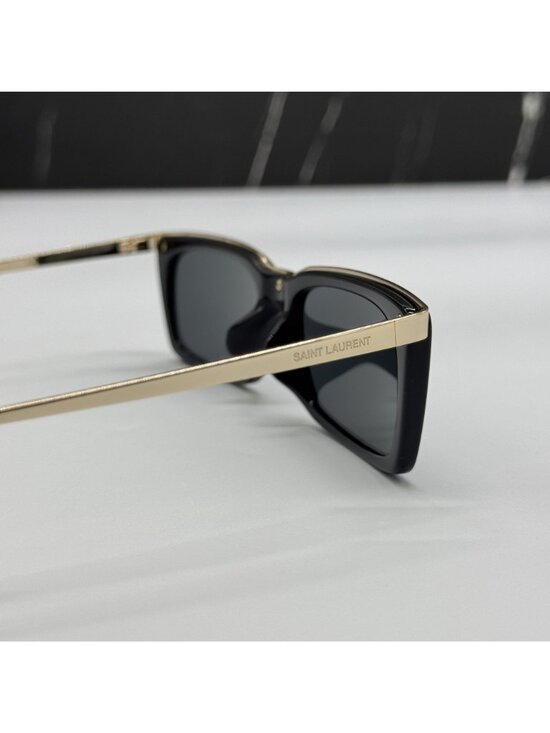 NWT Saint Laurent SL766/F 001 Black Gold Unisex Sunglasses Authentic main image 9